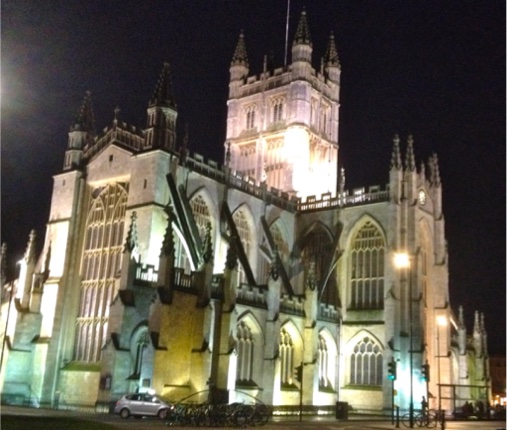 image of Bath Abbey at night